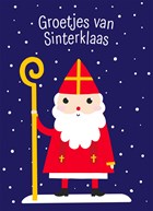Sinterklaaskaart getekend Groetjes van Sinterklaas